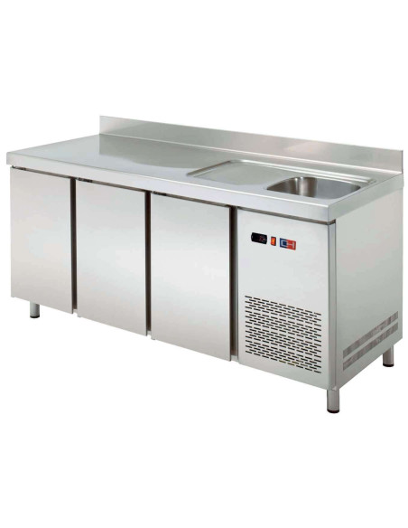 Mesa Snack Refrigerada con fregadero 3 puertas Fondo 600 de 2017 x600 x850h mm CORDOBA MRCH-200F