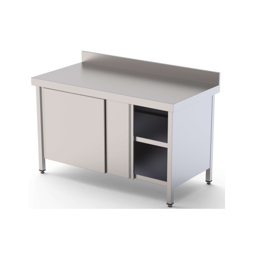 Mesa de Trabajo Acero inoxidable Mural Con Puerta Corredera a 1 cara 2800x600x850h mm WTW160280SD