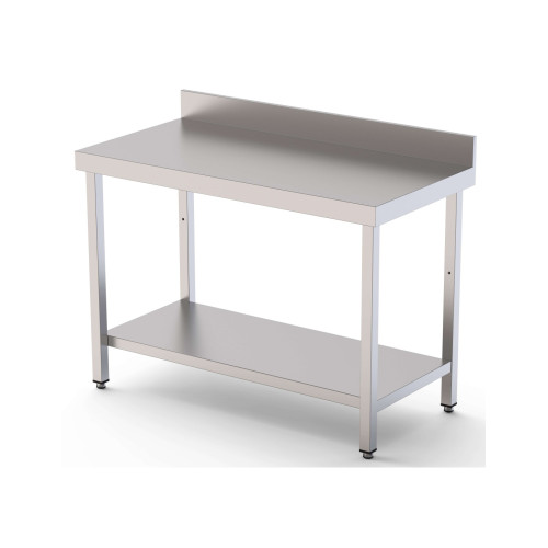 Mesa de Trabajo Acero inoxidable Mural Con 1 Estante 900x700x850h mm WTW170090S1