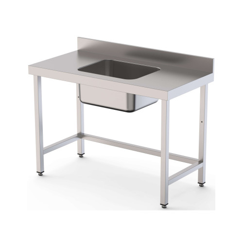 Mesa de Trabajo Acero Inoxidable Mural Sin Estante y Con Cubeta Central 1600x700x850h mm  WTW17016CB0