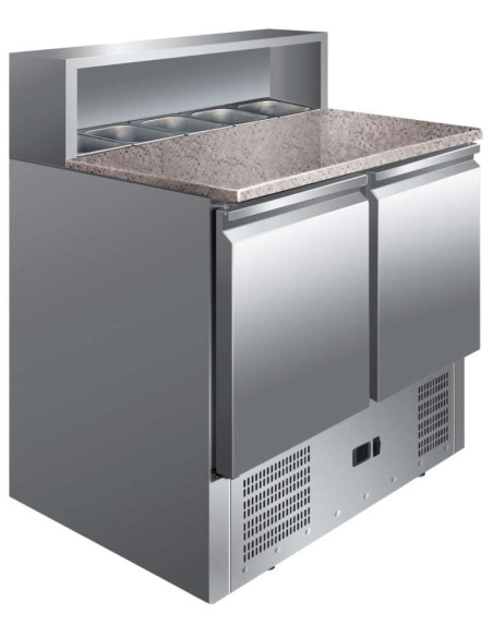 Mesa GN1/1 2 Puertas Preparación Ensaladas con Encimera de Granito de 900 x700 x1010h mm PEKIN PS900