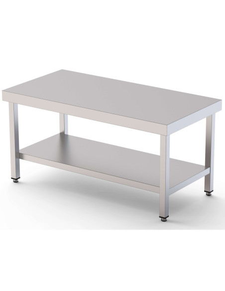 Mesa de Trabajo Acero Inoxidable Baja Central Con 1 Estante 2200x600x600h mm WTC260220S1