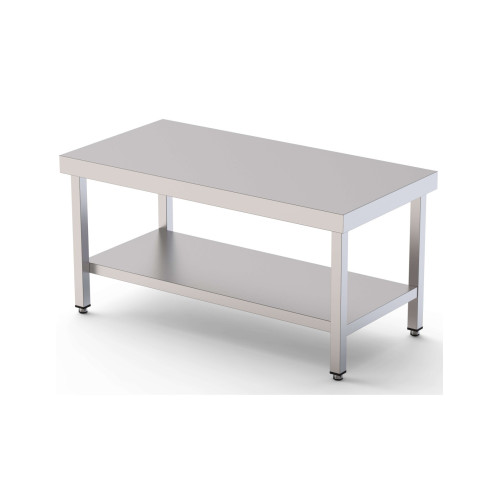 Mesa de Trabajo Acero Inoxidable Baja Central Con 1 Estante 900x700x600h mm WTC270090S1