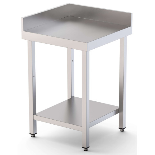 Mesa de Trabajo Acero Inoxidable Angular Para Composiciones en L Con 1 Estante 600x600x850h mm WTW160060C1