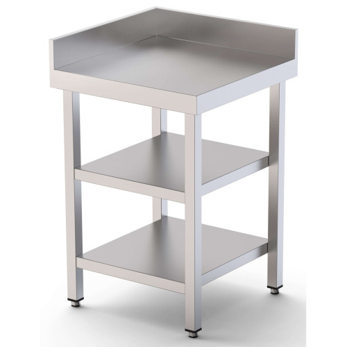 Mesa de Trabajo Acero Inoxidable Angular Para Composiciones en L Con 2 Estante 600x700x850h mm WTW170060C2