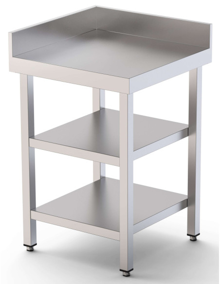 Mesa de Trabajo Acero Inoxidable Angular Para Composiciones en L Con 2 Estante 600x700x850h mm WTW170060C2