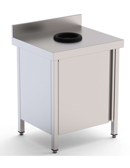 Mesa de Trabajo Acero Inoxidable Mural Con Puerta y Aro Desbarazado 700x700x850h mm WTW170070WD