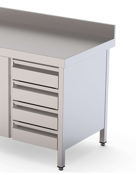 Módulo de 4 Cajones Acero Inoxidable Para Mesa Fondo 700 400x610x590h mm WTA070040D4