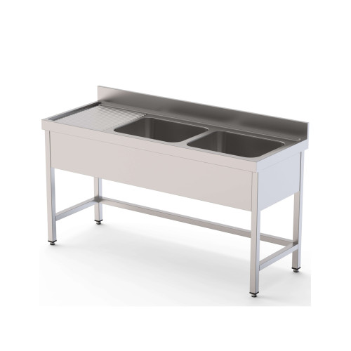 Fregadero Acero Inoxidable 2 Cubas Fondo 600 Con Mueble Sin Estante 1200x600x850h mm IS1612C20S0
