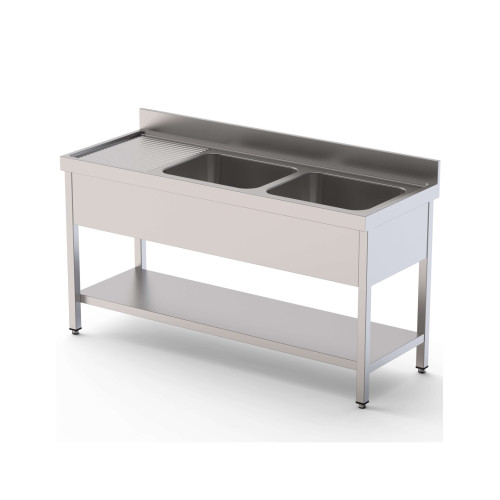 Fregadero Acero Inoxidable 1 Cuba Derecha Fondo 700 Con Mueble Con Estante 1400x700x850h mm IS1714R10S1