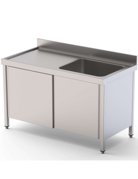 Fregadero Acero Inoxidable 2 Cubas Fondo 600 Con Puertas Correderas 1000x600x850h mm IS1610C20SD