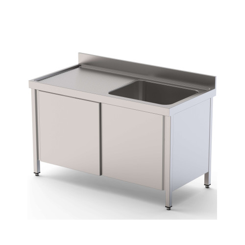 Fregadero Acero Inoxidable 2 Cubas Izquierda Fondo 600 Con Puertas Correderas 1400x600x850h mm IS1614L20SD