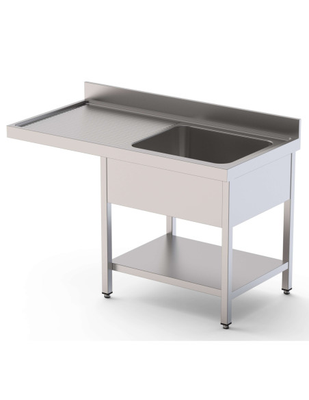 Fregadero Acero Inoxidable 2 Cubas Izquierda Para Lavavajillas Fondo 700 Con Estante 1800x700x850h mm IS1718L2DW1