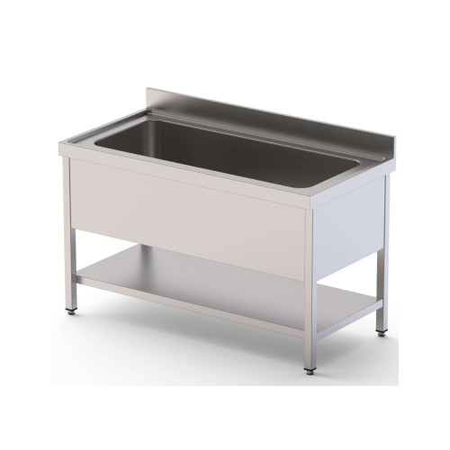 Fregadero Gran Capacidad Acero Inoxidable 1 Cuba Izquierda Fondo 700 Con Mueble Con Estante 2000x700x850h mm IS1720L1HCS