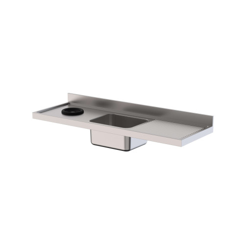 Fregadero Acero Inoxidable 1 Cuba Derecha Con Aro Desbarazado Fondo 700 Sin Mueble 1400x700x300h mm IS1714LWH10