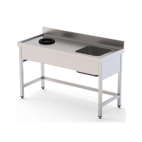 Fregadero Acero Inoxidable 1 Cuba Izquierda Con Aro Desbarazado Fondo 700 Con Mueble 1400x700x850h mm IS1714RWHS0