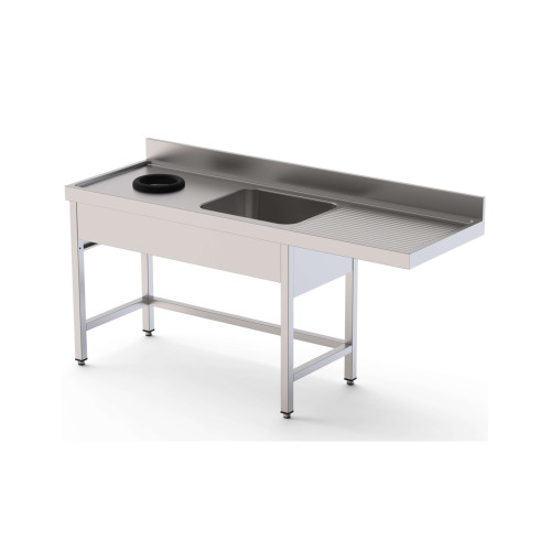 Fregadero Acero Inoxidable 1 Cuba Derecha Con Aro Desbarazado Fondo 600 Con Mueble Para Lavavajillas 1800x600x850h mm IS