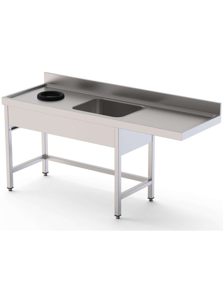 Fregadero Acero Inoxidable 1 Cuba Derecha Con Aro Desbarazado Fondo 700 Con Mueble Para Lavavajillas 1800x700x850h mm IS