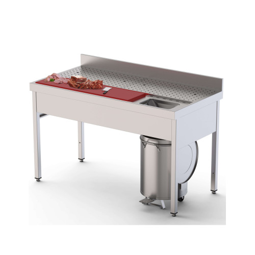 Mesa Preparación de Alimentos Acero Inoxidable Fondo 700 Con Mueble 1400x700x850h mm IS1714FPFS0