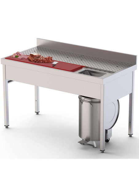 Mesa Preparación de Alimentos Acero Inoxidable Fondo 700 Con Mueble 1400x700x850h mm IS1714FPFS0