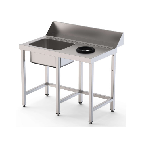 Mesa Acero Inoxidable Para Lavavajillas De Prelavado 1 Cubeta Sin Estante 1100x750x850h mm IS17511DWIN0S0