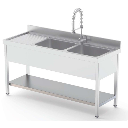 Estante Acero Inoxidable Para Fregadero Fondo 600 Longitud de Mesa 2000 mm ISA602000AS