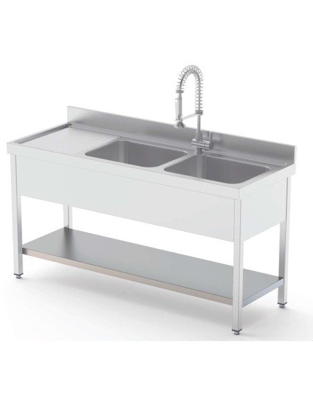 Estante Acero Inoxidable Para Fregadero Fondo 700 Longitud de Mesa 1800 mm ISA701800AS