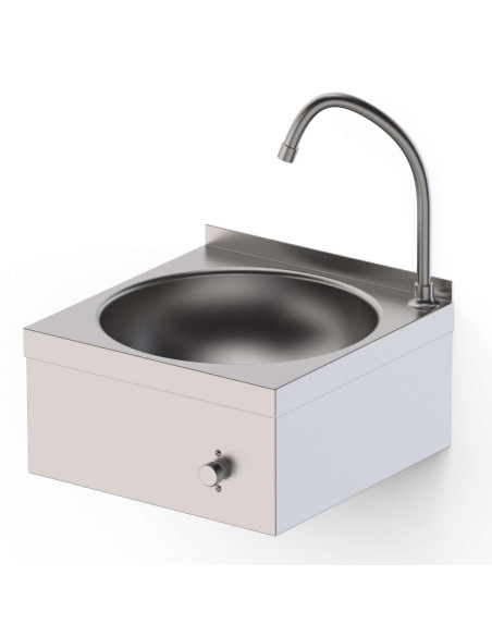 Lavamanos Mural Acero Inoxidable con pulsador automezclador 400x400x300h mm HWW14040000
