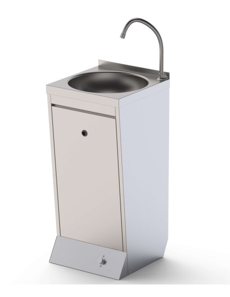 Lavamanos De Pie Acero Inoxidable Con Pulsador automezclador 400x400x850h mm HWF14040001