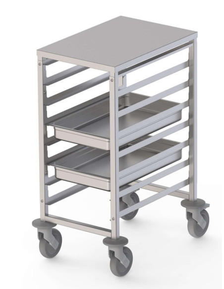 Carro Bandejero Acero Inoxidable Para 8 Bandejas GN1/1 460x640x900h mm TT08NGN1100
