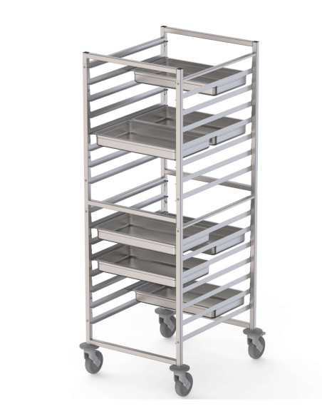 Carro Bandejero Acero Inoxidable Para 16 Bandejas GN2/1 660x750x1700h mm TT16NGN2100
