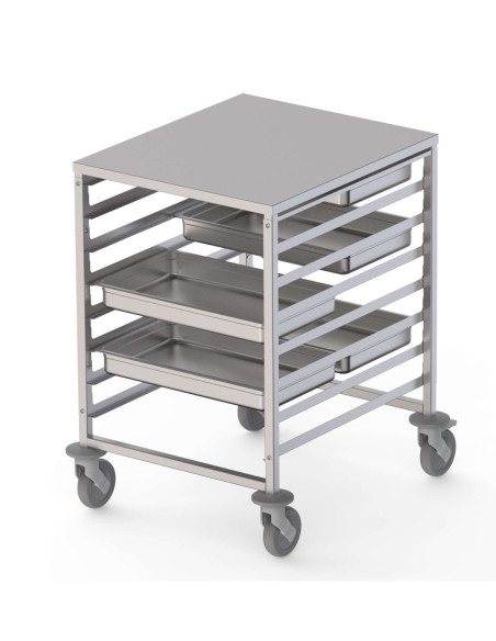 Carro Bandejero Acero Inoxidable Para 8 Bandejas GN2/1 660x750x900h mm TT08NGN2100