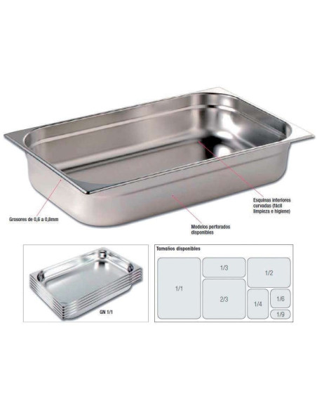 Cubetas Gastronorm Acero Inoxidable de GN1/2-20 PEKIN GNCH15 (ref.10573)