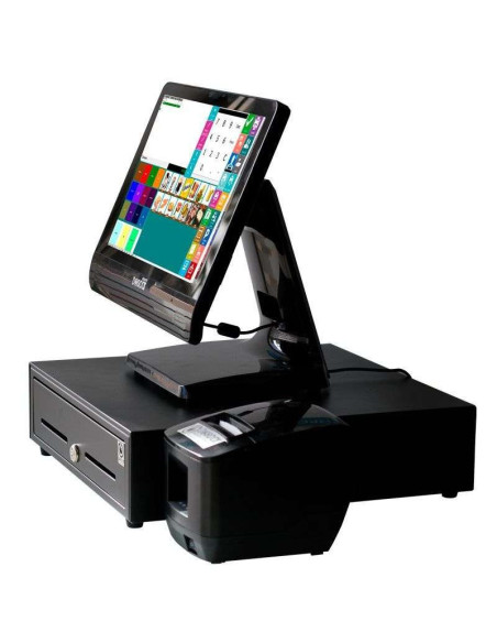 Sistema TPV Compacto Táctil resistiva: TPV Compacto+Cajón Portamonedas+Impresora de Tickets 58mm Versión Básica Host