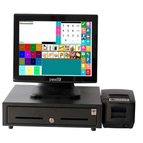 Sistema TPV Compacto Táctil capacitiva: TPV Compacto+Cajón Portamonedas+Impresora de Tickets 80mm Versión Básica Com