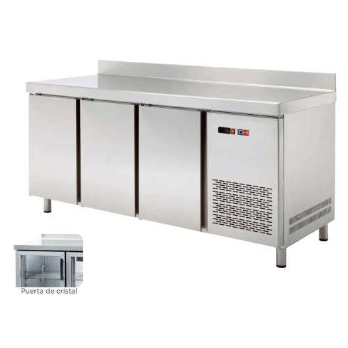 Mesa Snack Refrigerada 2 puertas CRISTAL  Fondo 600 de 1492 x600 x850h mm CORDOBA MRCH-150V