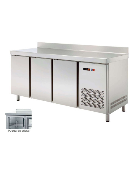 Mesa Snack Refrigerada 4 puertas CRISTAL  Fondo 600 de 2542 x600 x850h mm CORDOBA MRCH-250V