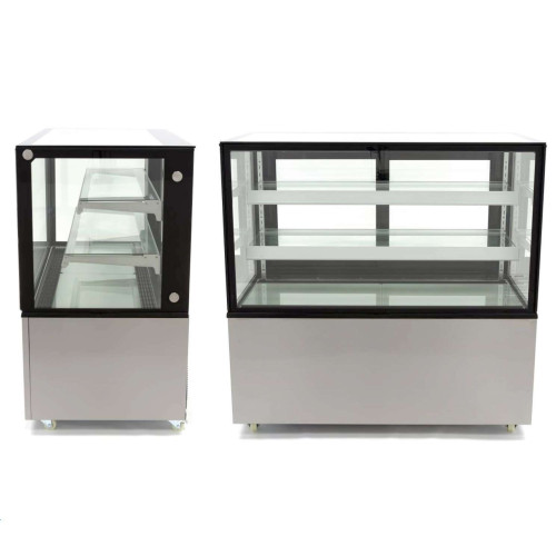 Vitrina Mostrador Refrigerada Ventilada Total Cristal Recto con 2 estantes de cristal 915X675X1235h mm Línea Pekín XC9