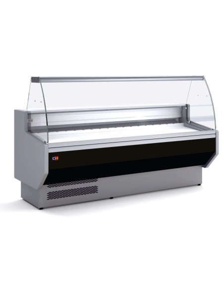 Vitrina Refrigerada Expositora Cristal Curvo con Reserva Decoración Negra Fondo 900 de 1525 x940 x1235h mm BADAJOZ VEC1