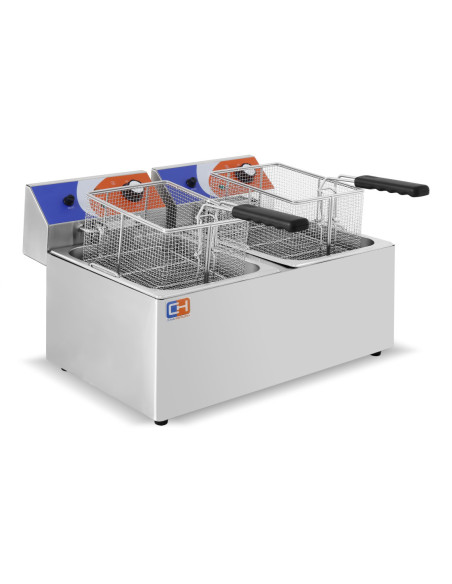 Freidora Eléctrica 8+8 litros SIN Grifo de 550 x420 x340h mm PEKIN EF-8L-2