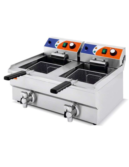 Freidora Eléctrica 10+10 litros CON Grifo de 570x470x345h mm PEKIN EF-102V