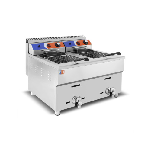 Freidora a gas Propano de 18+18 litros de 680x630x645h mm PEKÍN GF-182