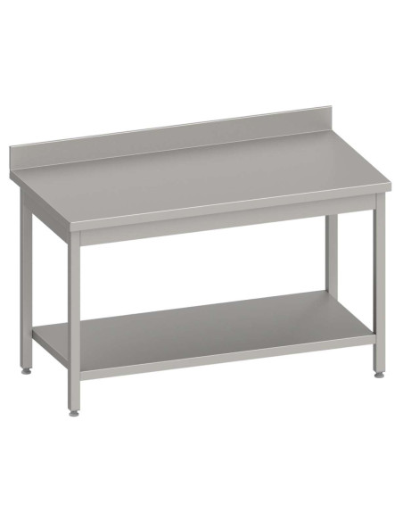 Mesa Mural acero inoxidable AISI 201 con estante 1500x600x850 mm MM156 Línea Varsovia (950046150)