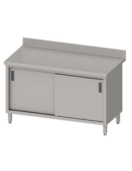 Mesa Mural acero inoxidable AISI 201 con puertas correderas 1400x700x850 mm MMPC147 Línea Varsovia (950187140)