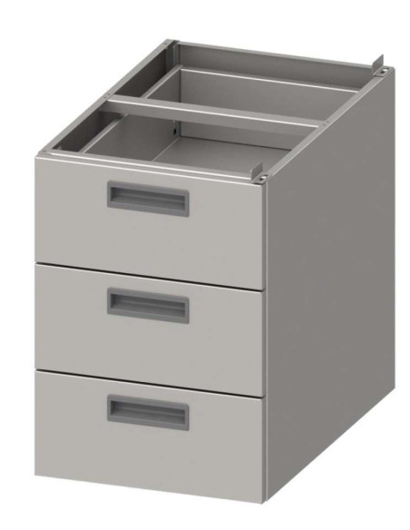 Módulo tres cajones acero inoxidable AISI 201 386x490x540 mm para mesas fondo 600 mm MCA603 Línea Varsovia (952324043)
