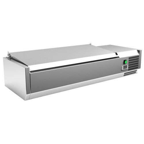 Vitrina 3 cubetas GN1/3 + 1 cubeta GN1/2 con TAPA de 1200 x395 x270h mm PEKIN VRX1200380SL