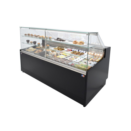 Vitrina Refrigerada Pastelería de 2 metros Fondo 973 mm Frío Estático - Exposición Inoxidable - 2 Estantes Línea CO