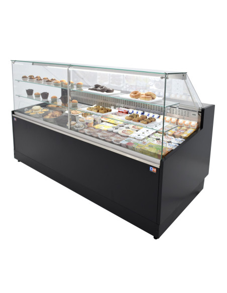 Vitrina Refrigerada Pastelería de 2 metros Fondo 973 mm Frío Estático - Exposición Inoxidable - 2 Estantes Línea CO