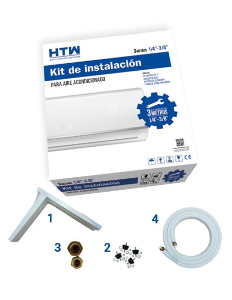Kit Instalación Aire Acondicionado 3M 1/4-1/2 + ESCUADRA + SILENTBLOCK+TAC