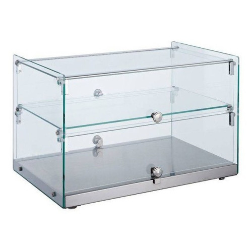 Vitrina Neutra Expositora 2 pisos base inoxidable 555x361x368h mm Línea Pekín XCZ-50L